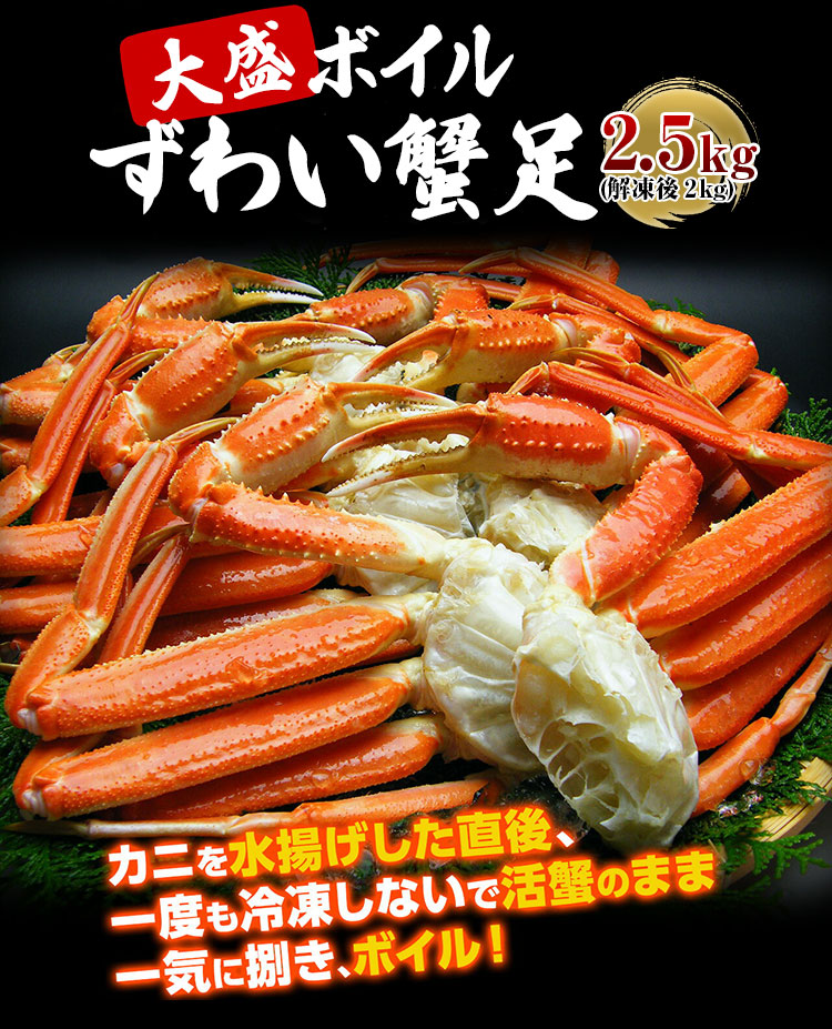 人気ブランドの 足20本前後 本ズワイガニ 5肩 2kg 蟹 ズワイガニ