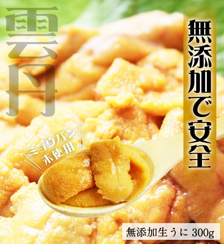 チリ産最上級グレード厳選！完全無添加/ミョウバン不使用生うに300ｇ（100ｇ×3p）(ブランチング処理)[送料無料][うに/ウニ/雲丹]